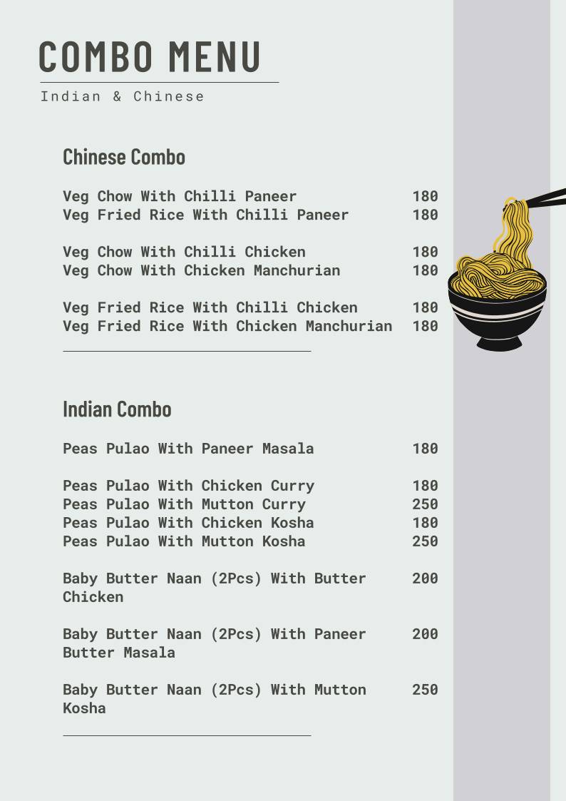 The Photographer's Kitchen menu