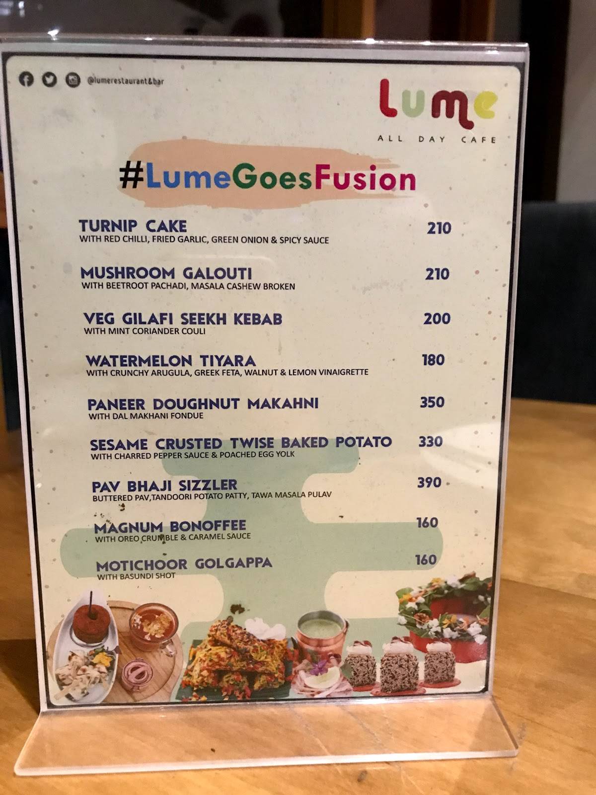 Lume Restaurant And Bar menu