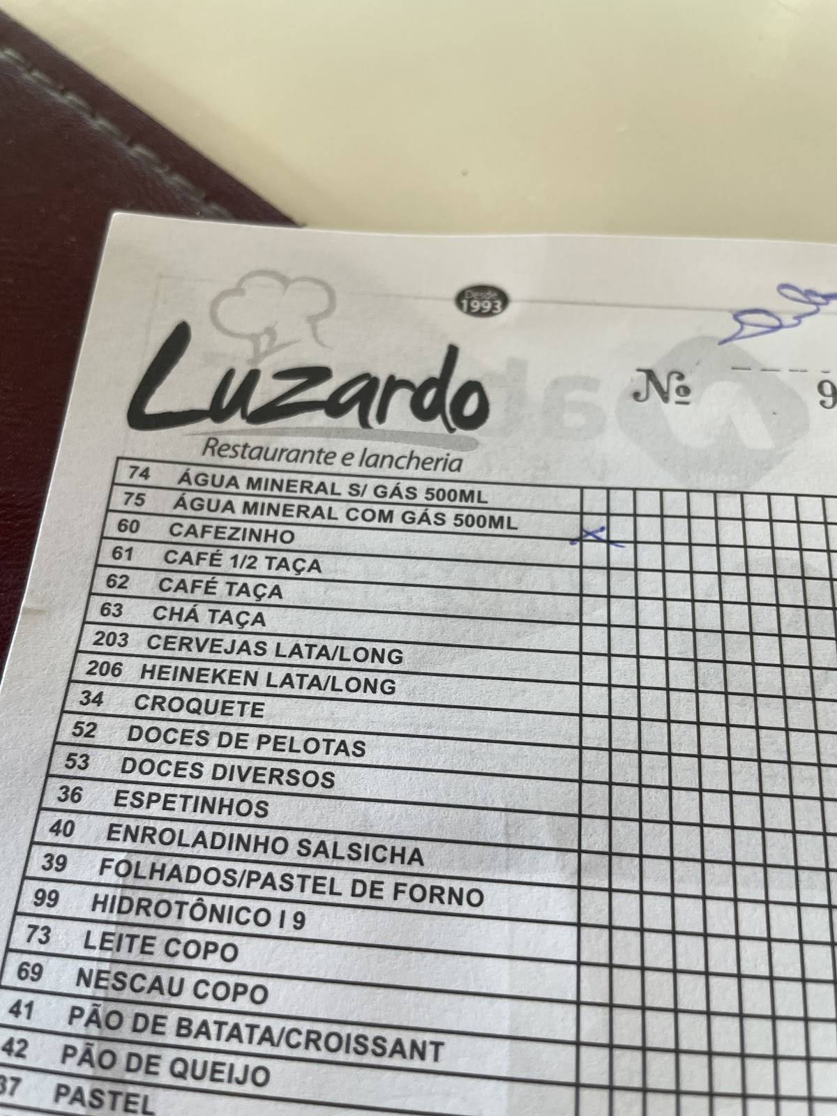 Luzardo Restaurante e Lancheria cardápio