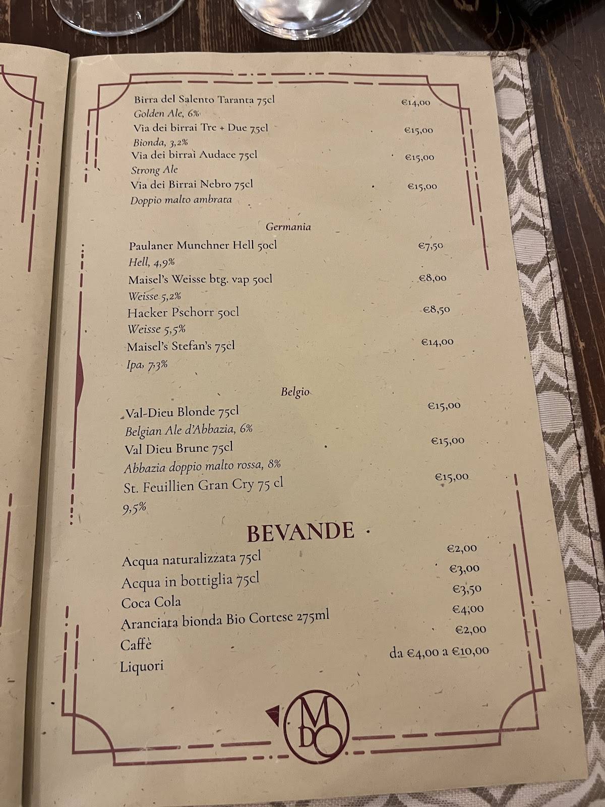 Menu di MANOD'OPERA 