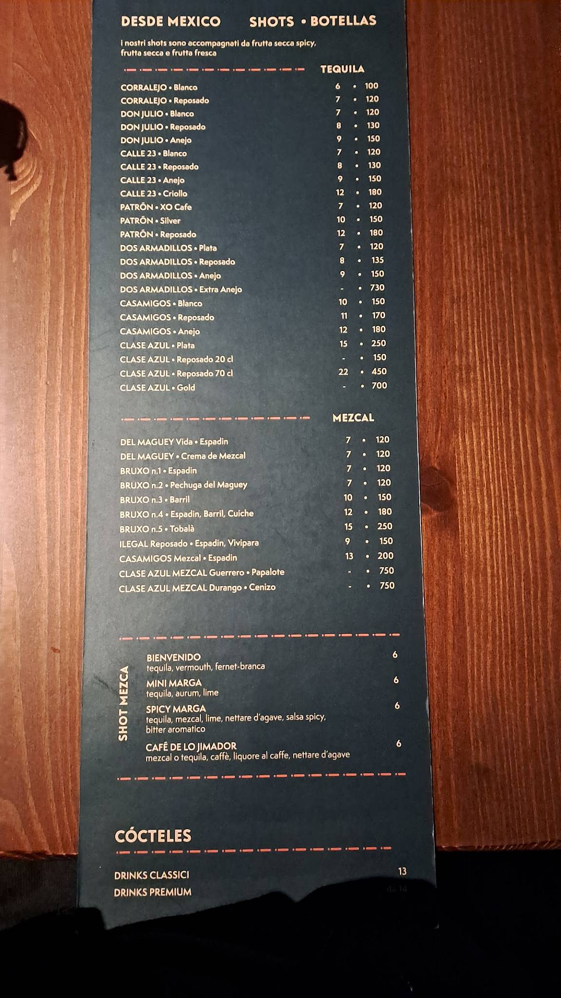 Menu di MEZCA 