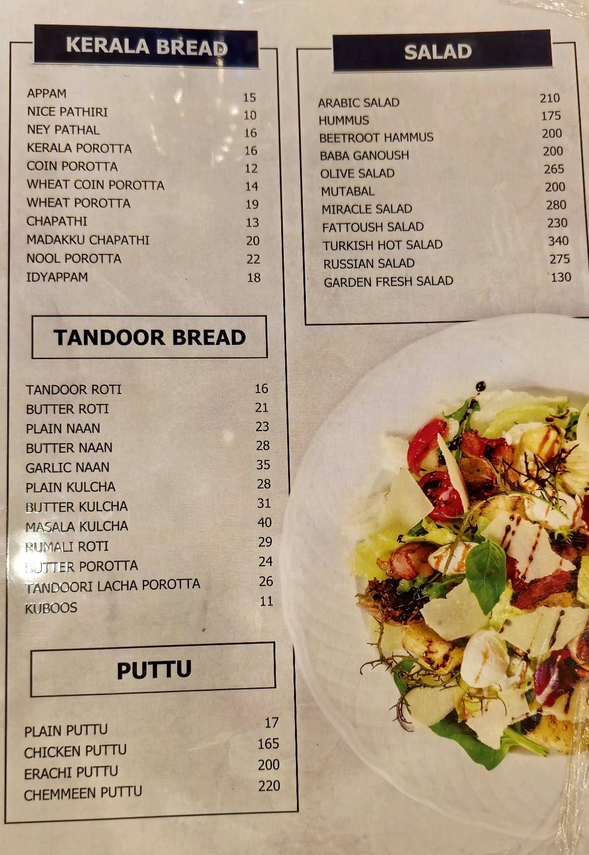 MRA Bakery & Restaurant Kozhikode menu