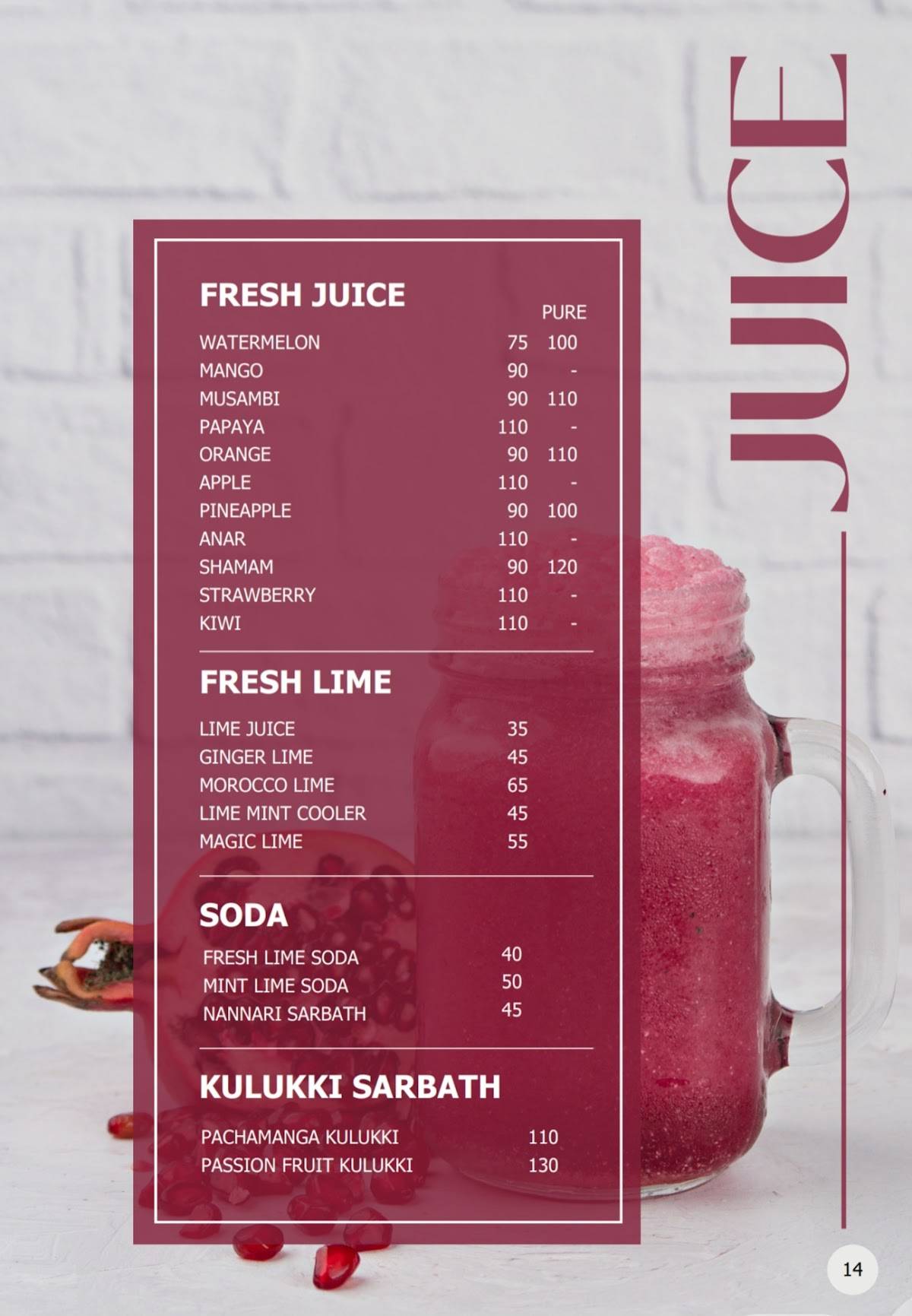 MRA Bakery & Restaurant Kozhikode menu