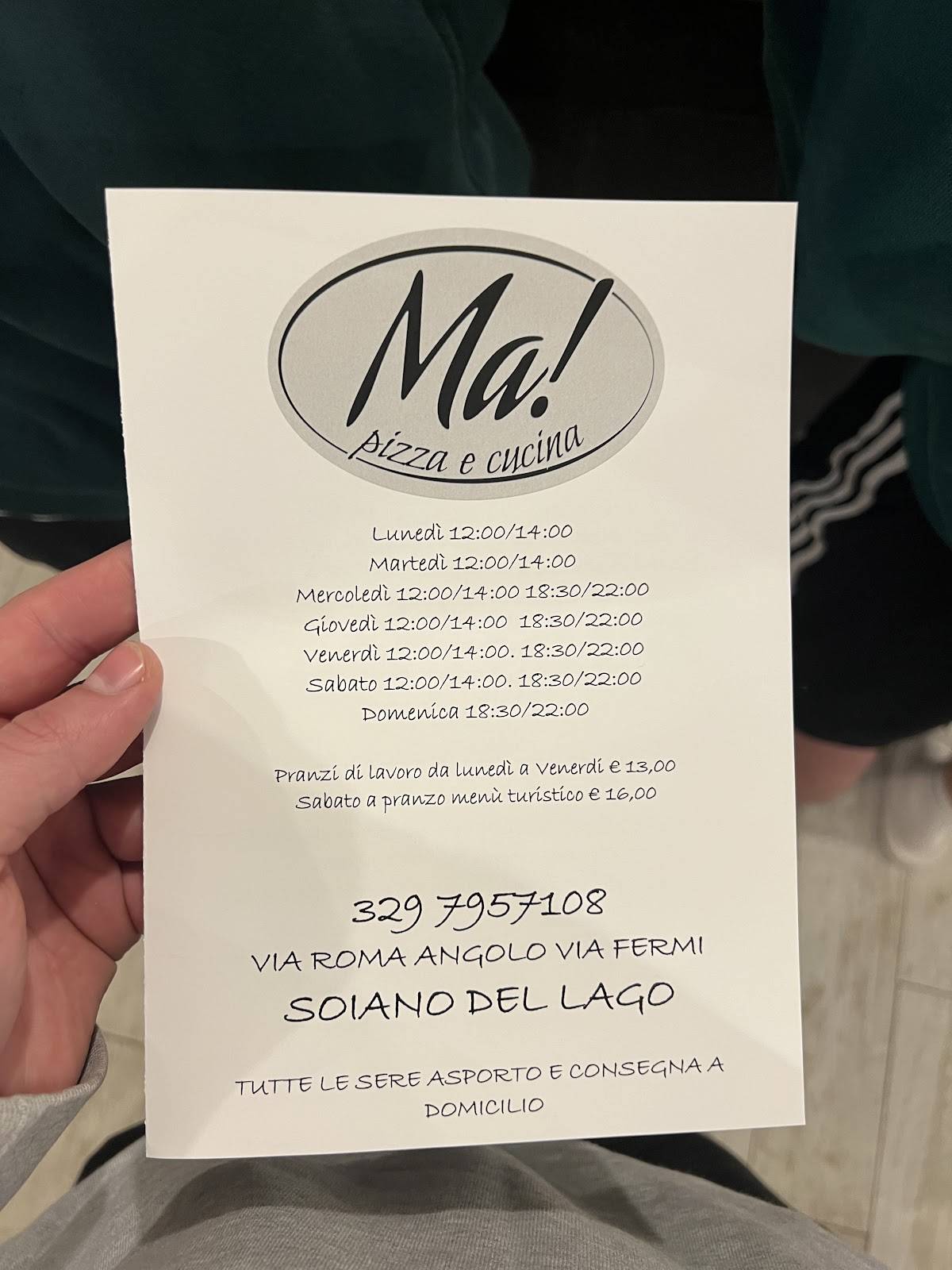 Menu di Ma! Pizza e cucina 