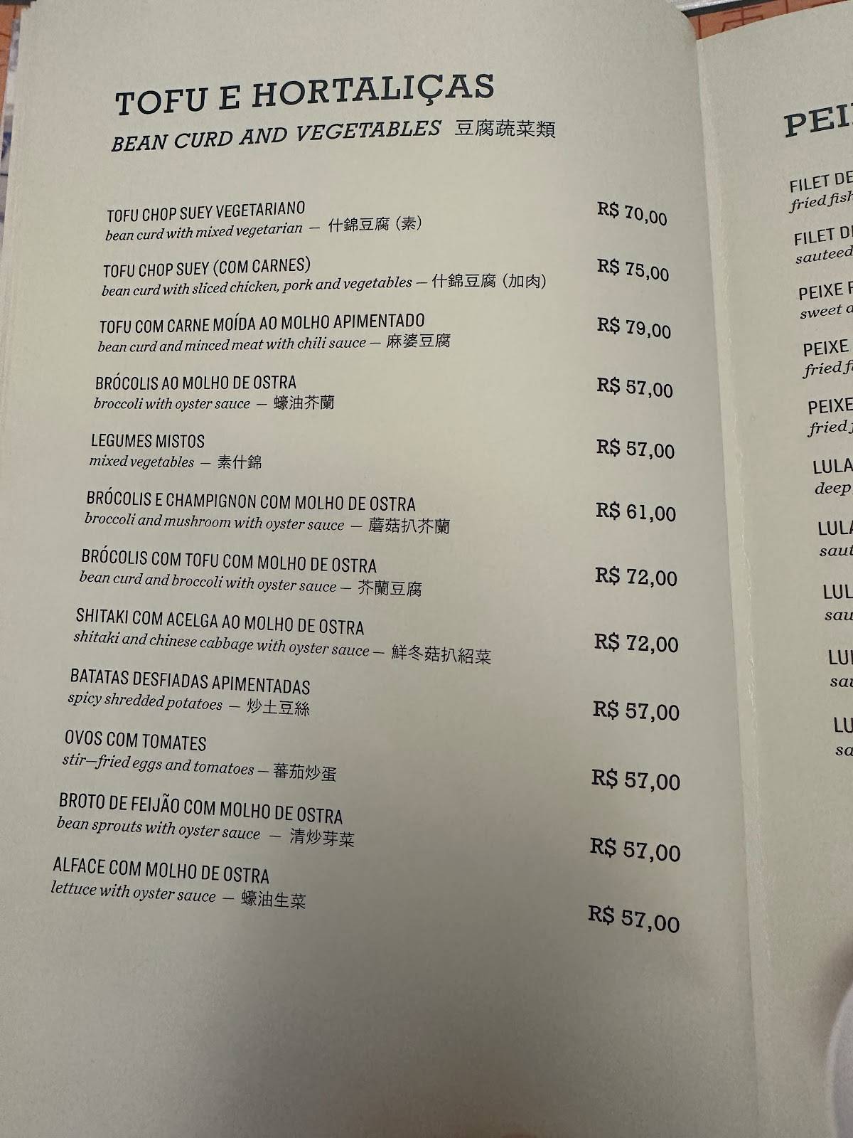 Macau cardápio
