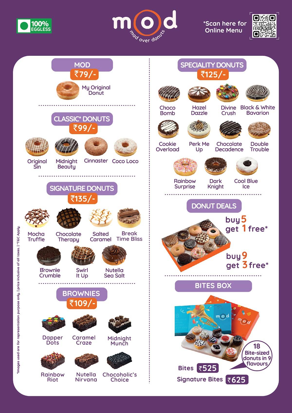 Mad Over Donuts menu