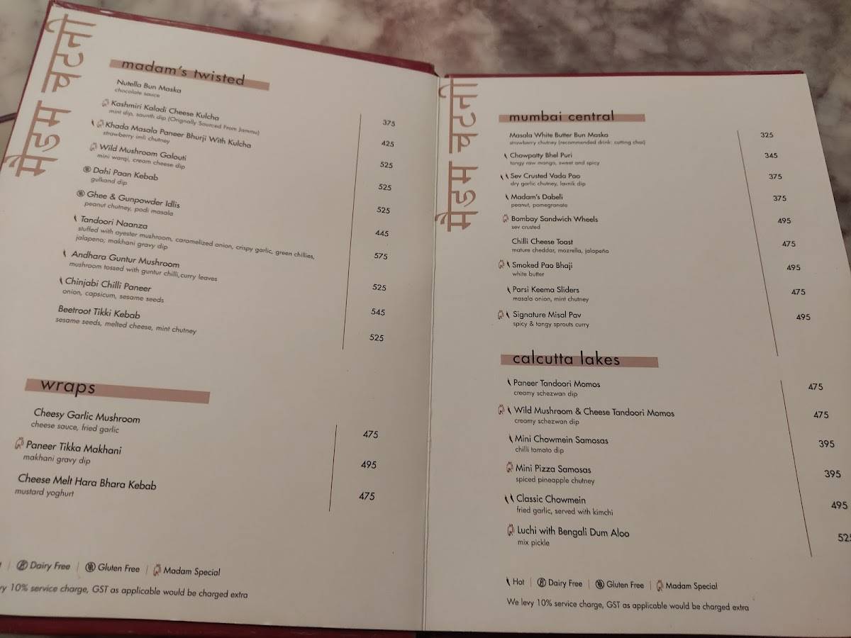Madam Chutney menu
