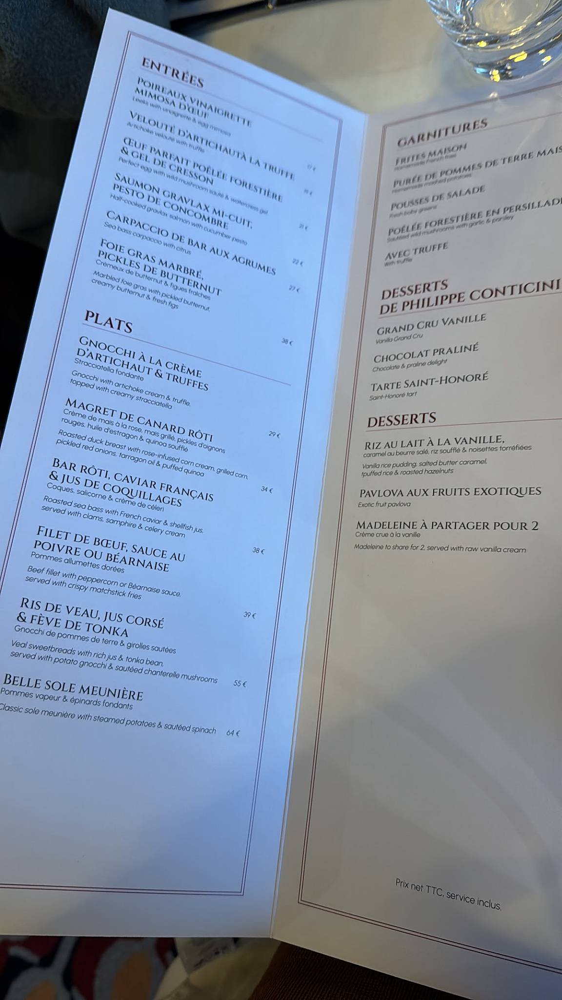 Menu de Madie