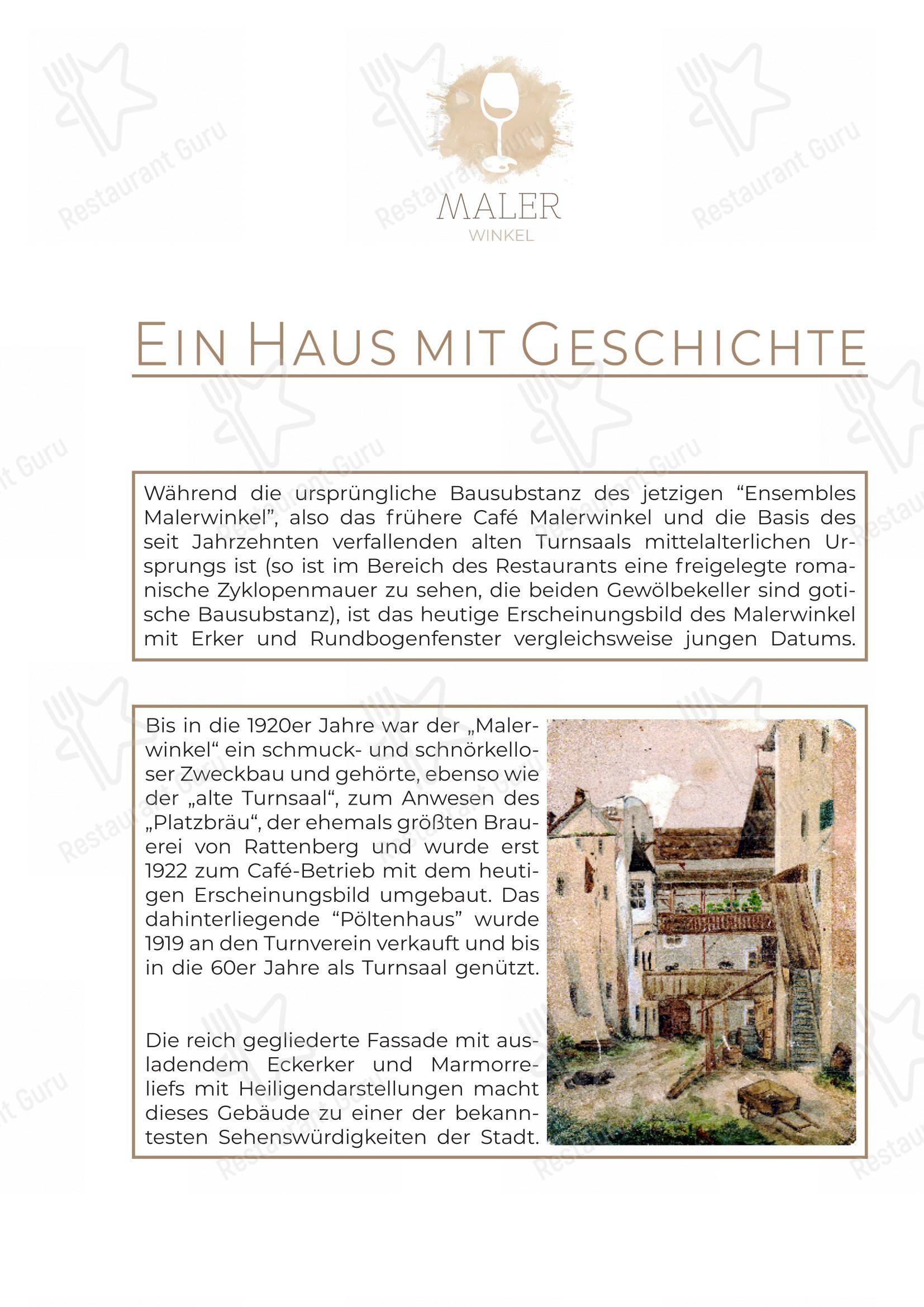 Menu pour Malerwinkel Rattenberg restaurant