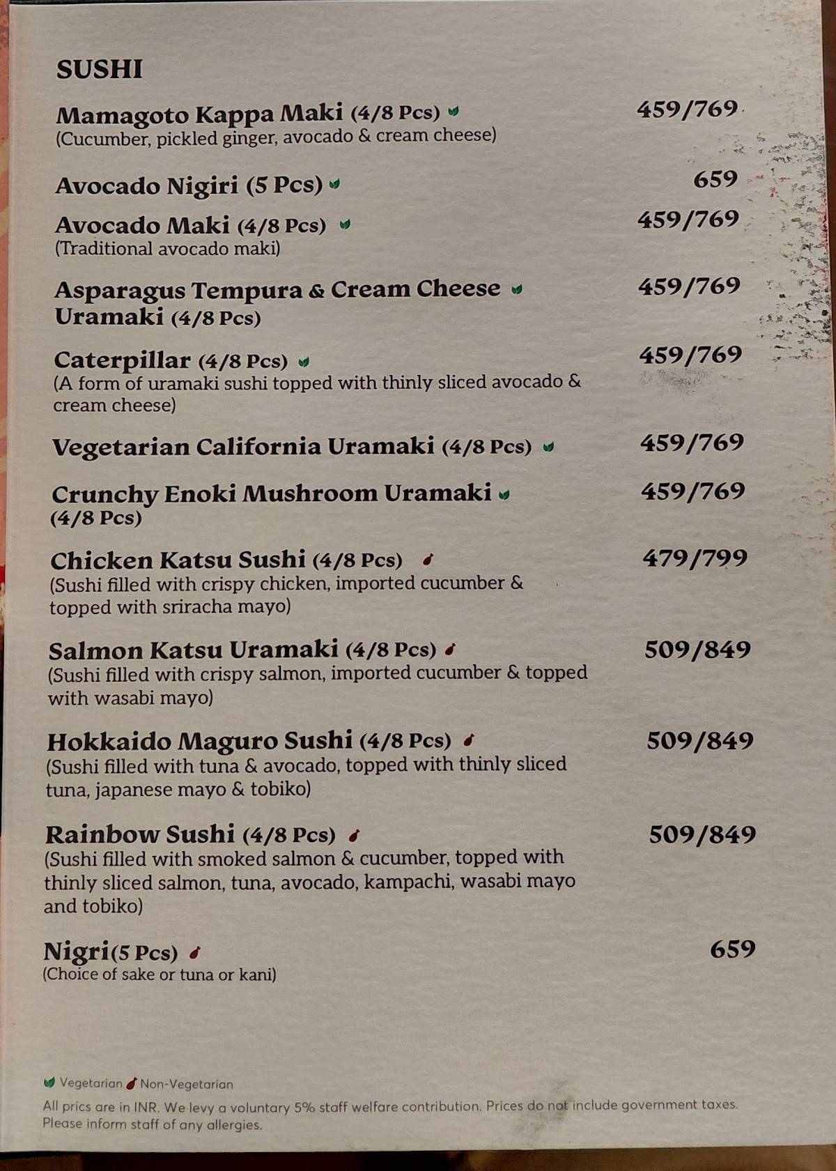 Mamagoto X Lucky Cat Bar menu