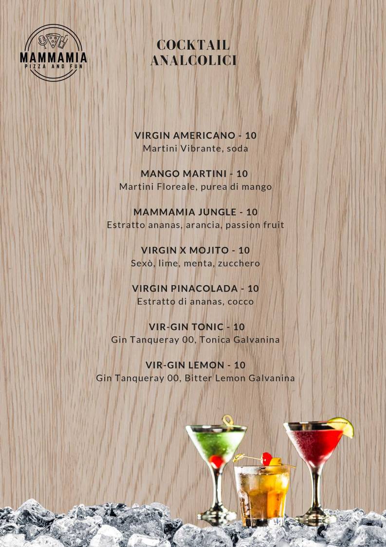 Menu di Mammamia Riccione 