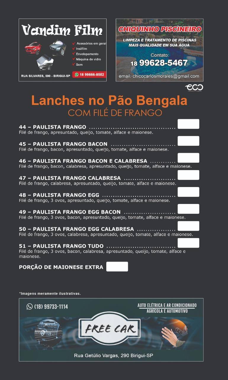 Mané Simpatia Tradicional " o famoso é aqui" cardápio