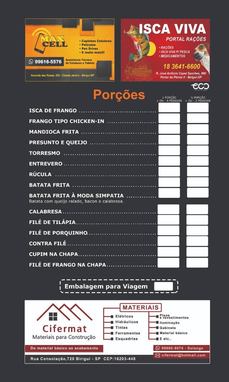 Mané Simpatia Tradicional " o famoso é aqui" cardápio