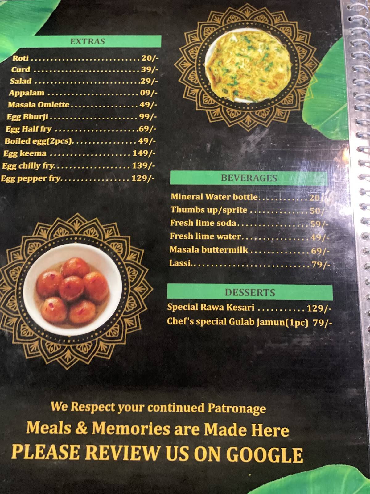 Mana Andhra ruchullu- Authentic Telugu food menu