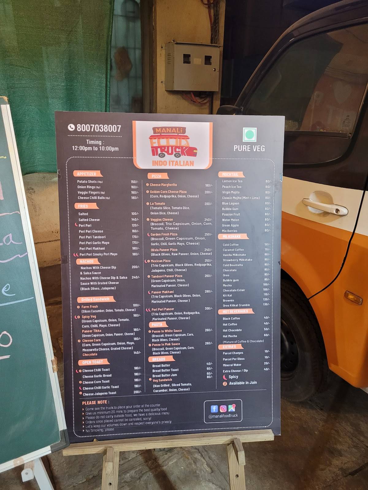 Manali Food Truck menu
