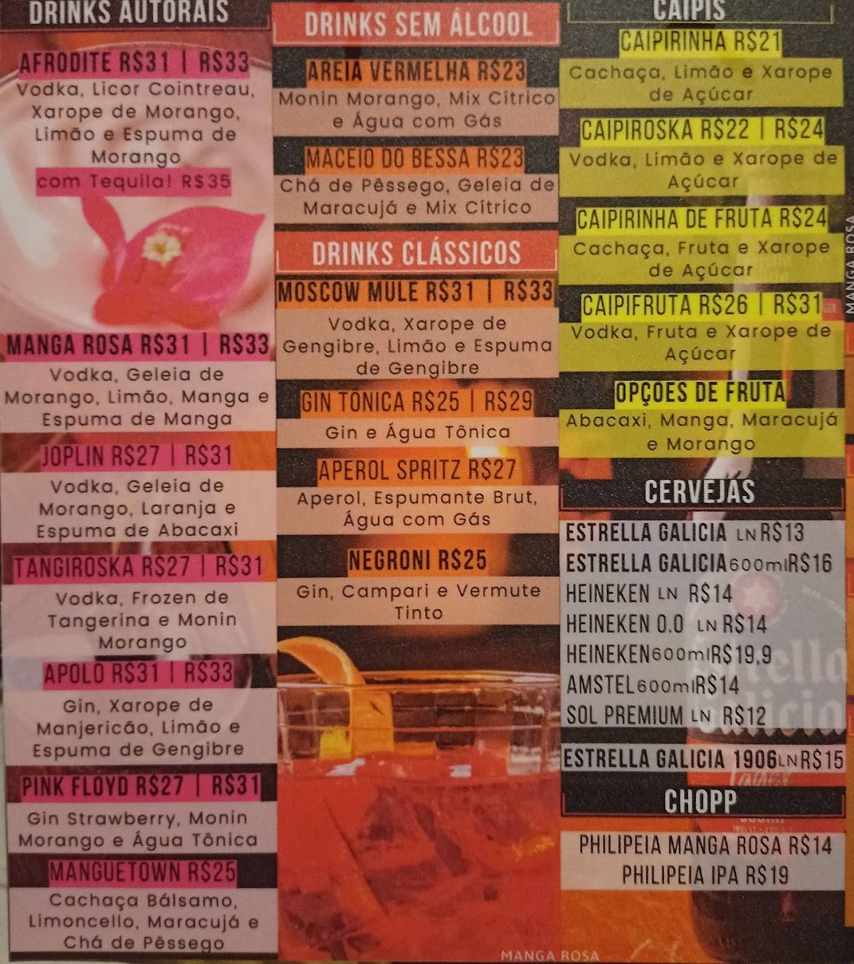 Manga Rosa Arte Bar cardápio