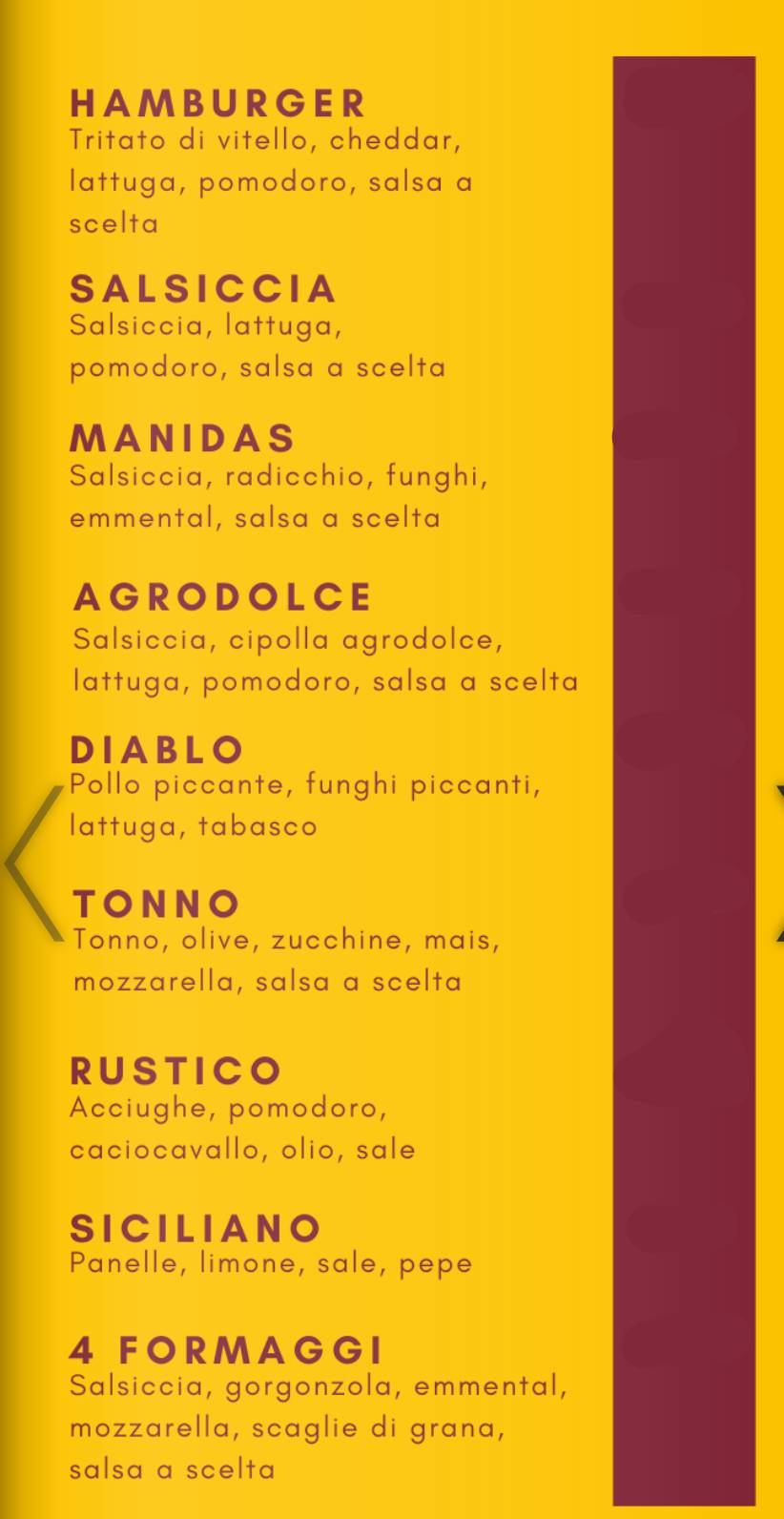 Menu di Manidas Pizzeria & Barbecue 