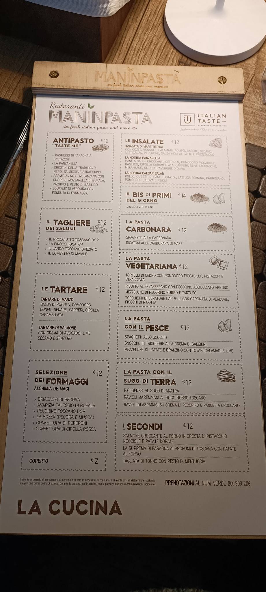 Menu di Maninpasta Saione 