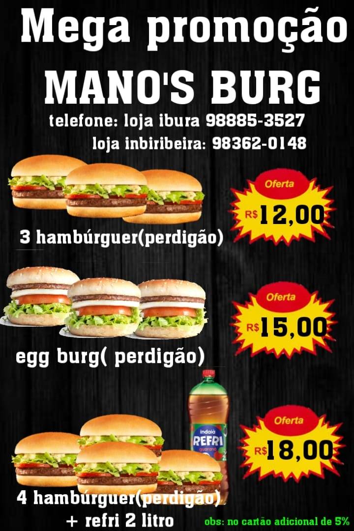 Manos Burguer Imbiribeira cardápio