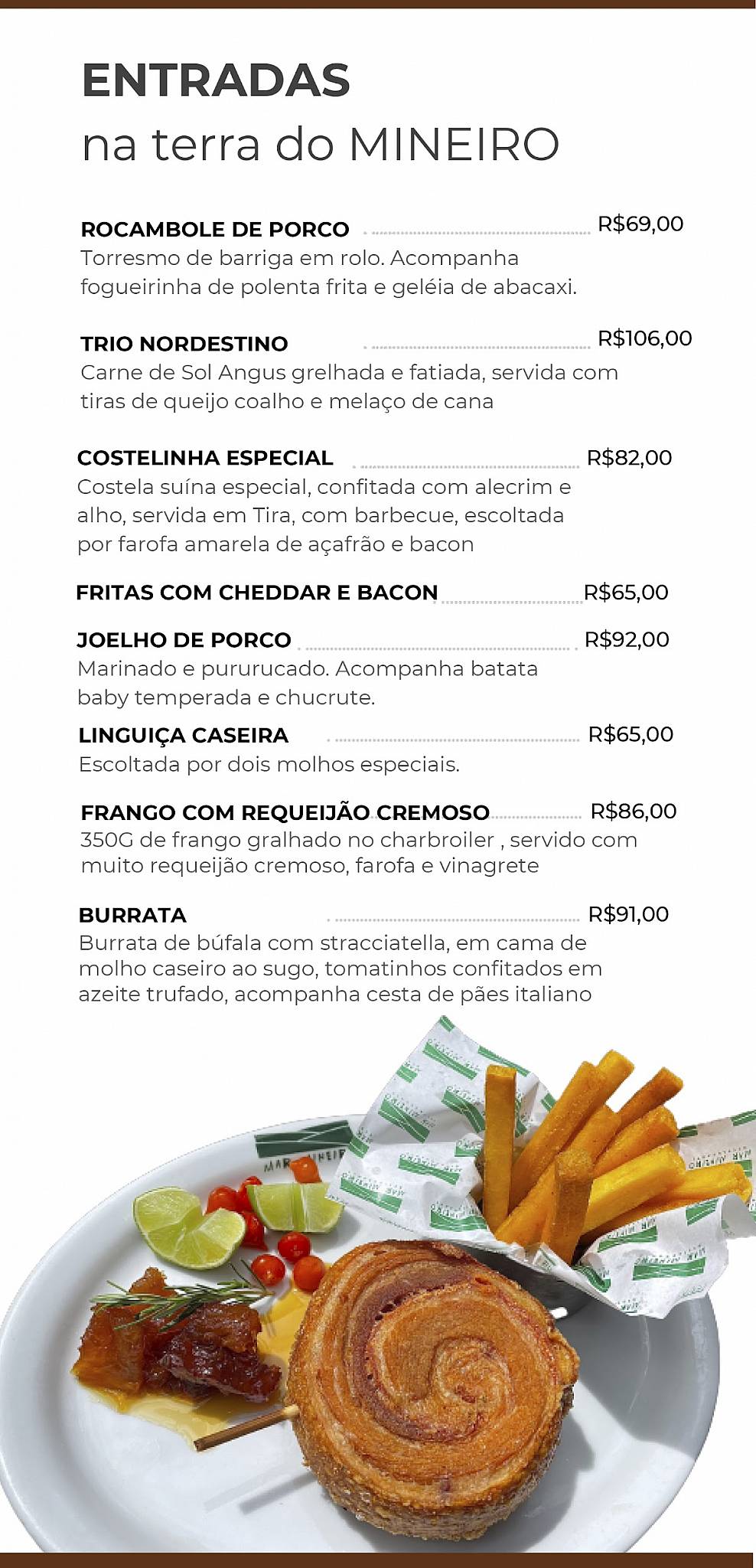 Mar Mineiro Restaurante - Macacos cardápio