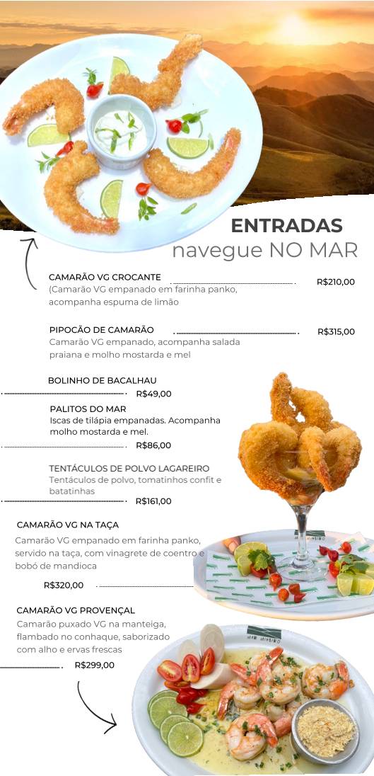 Mar Mineiro Restaurante - Macacos cardápio