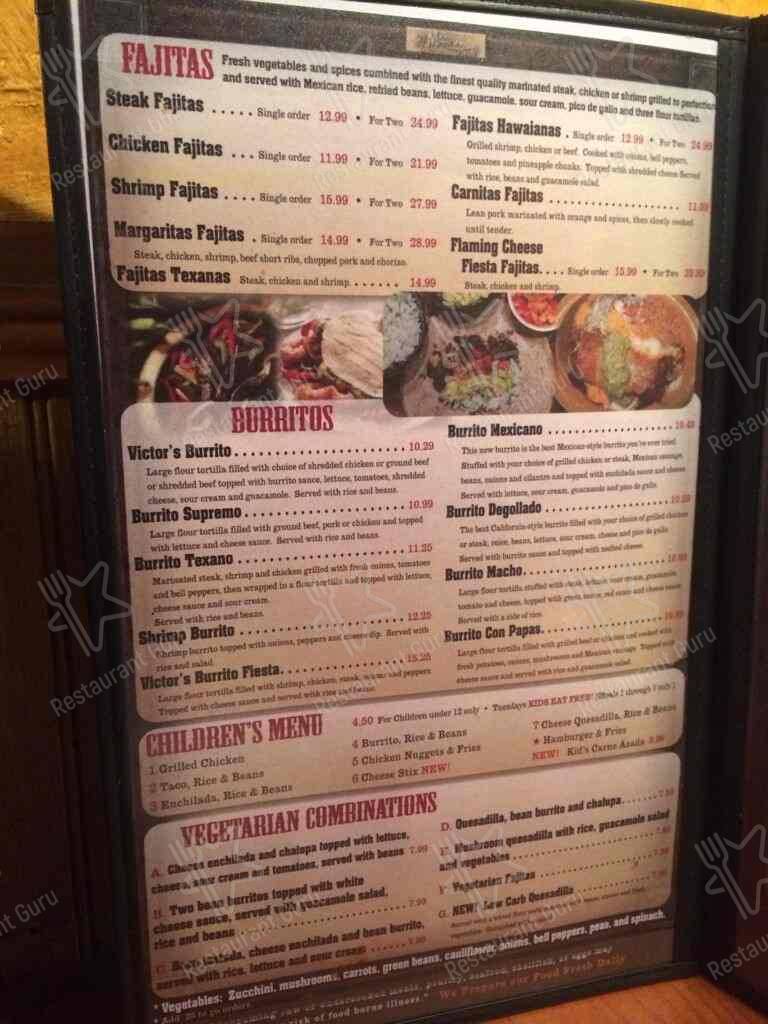 Menu at Margaritas Mexican Grill restaurant, Scottsboro