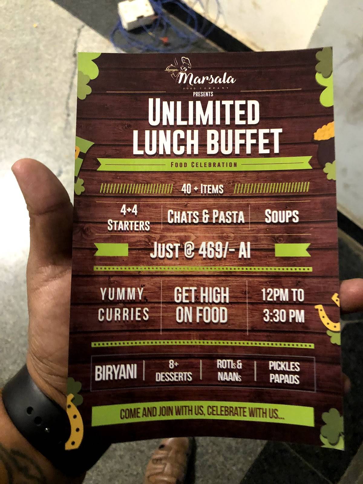 Marsala Food Company, Gachibowli menu