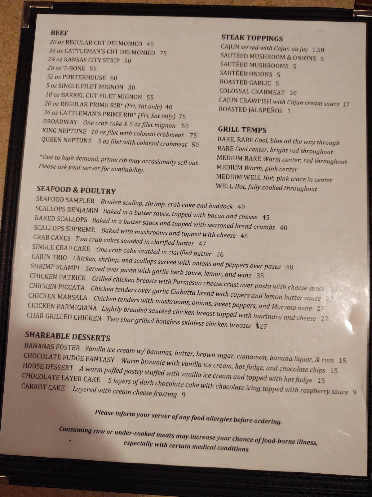 Menu at Marty's Blue Room pub & bar, Nanticoke