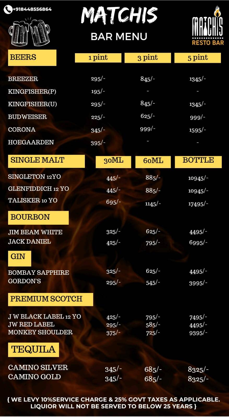 Matchis Restaurant menu