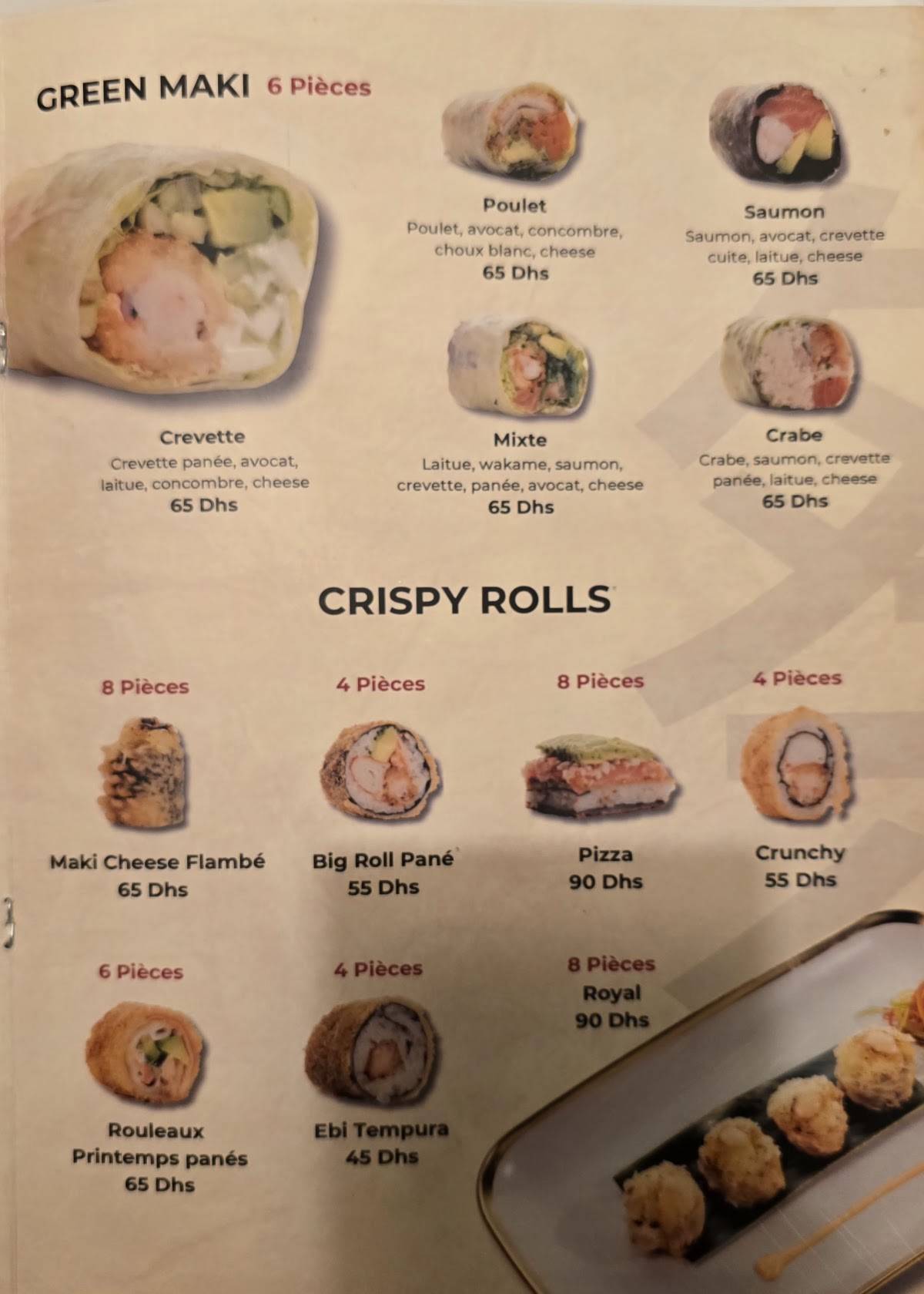 Menu de Matsuri