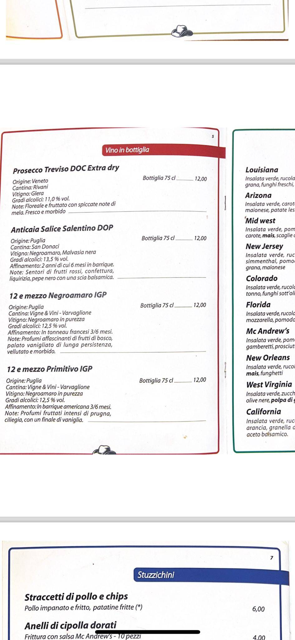 Menu di Mc Andrew's - Risto pub country style 