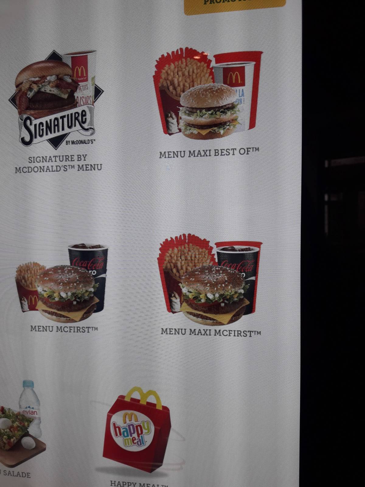 Menu de McDonald's Les Minimes