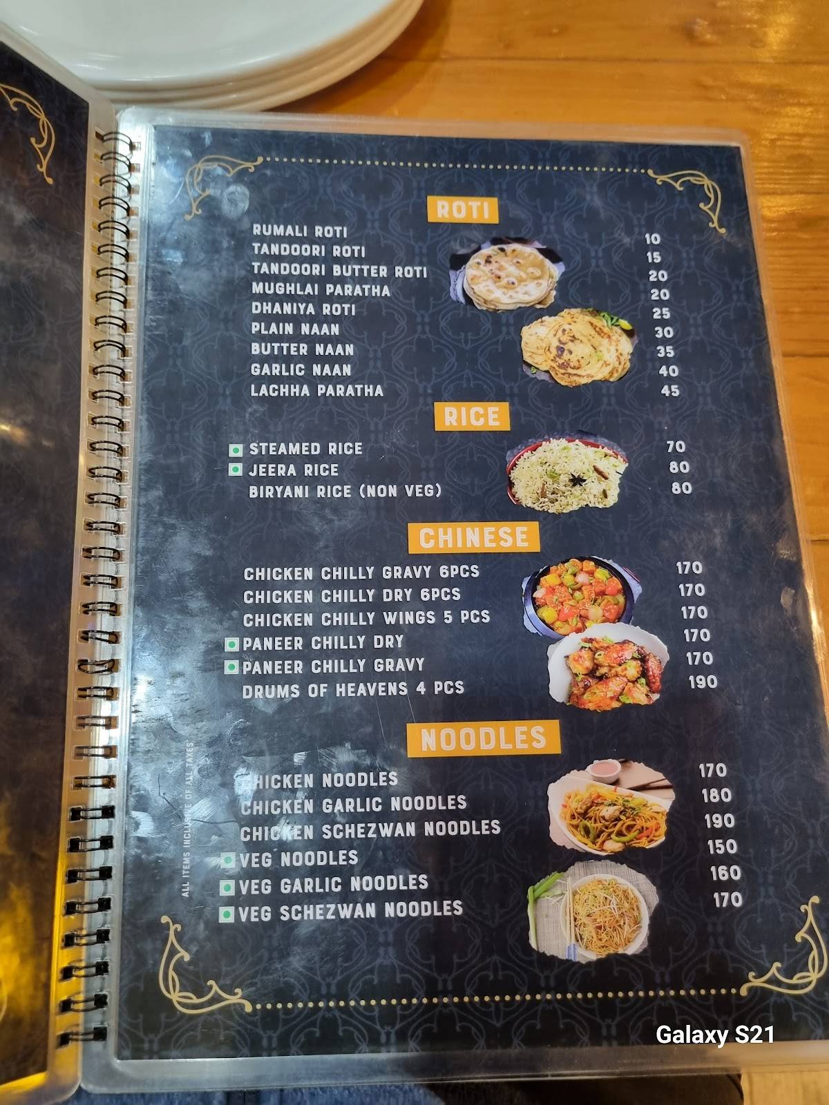 Tandoori Biryani menu