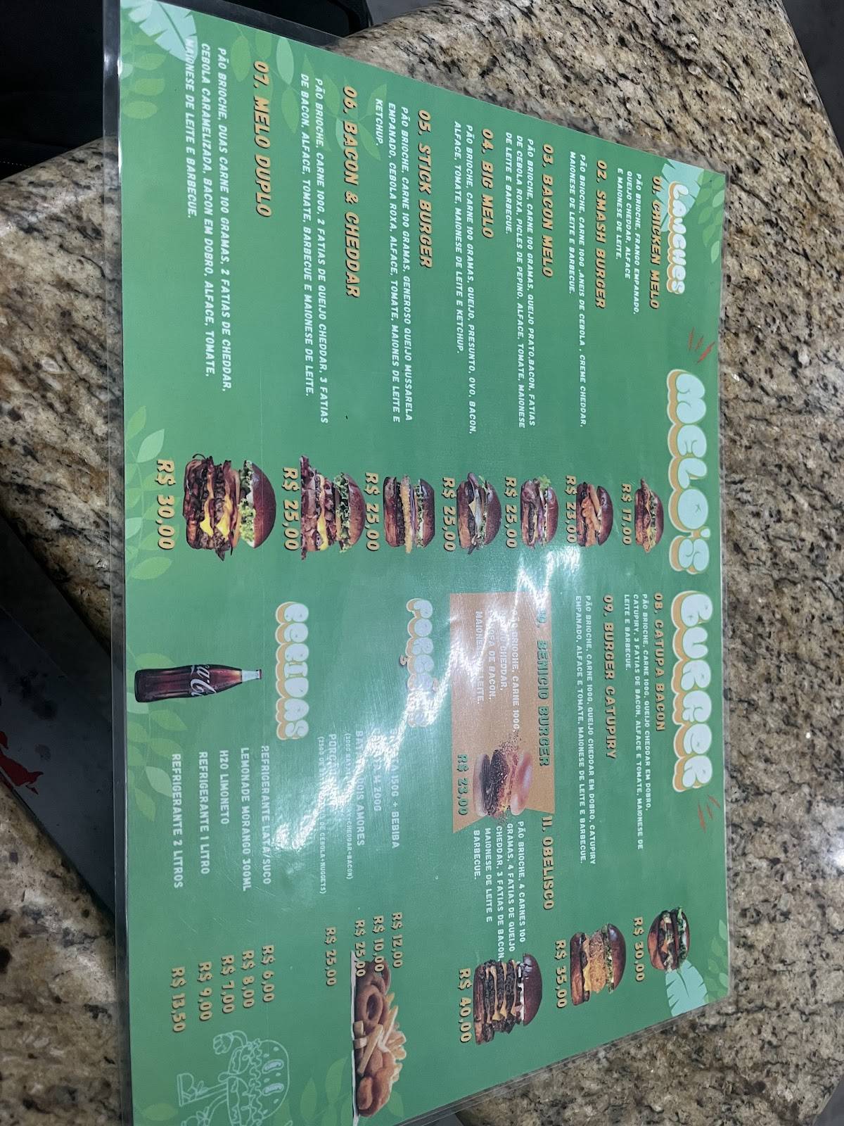 Melo's Burger Betim cardápio