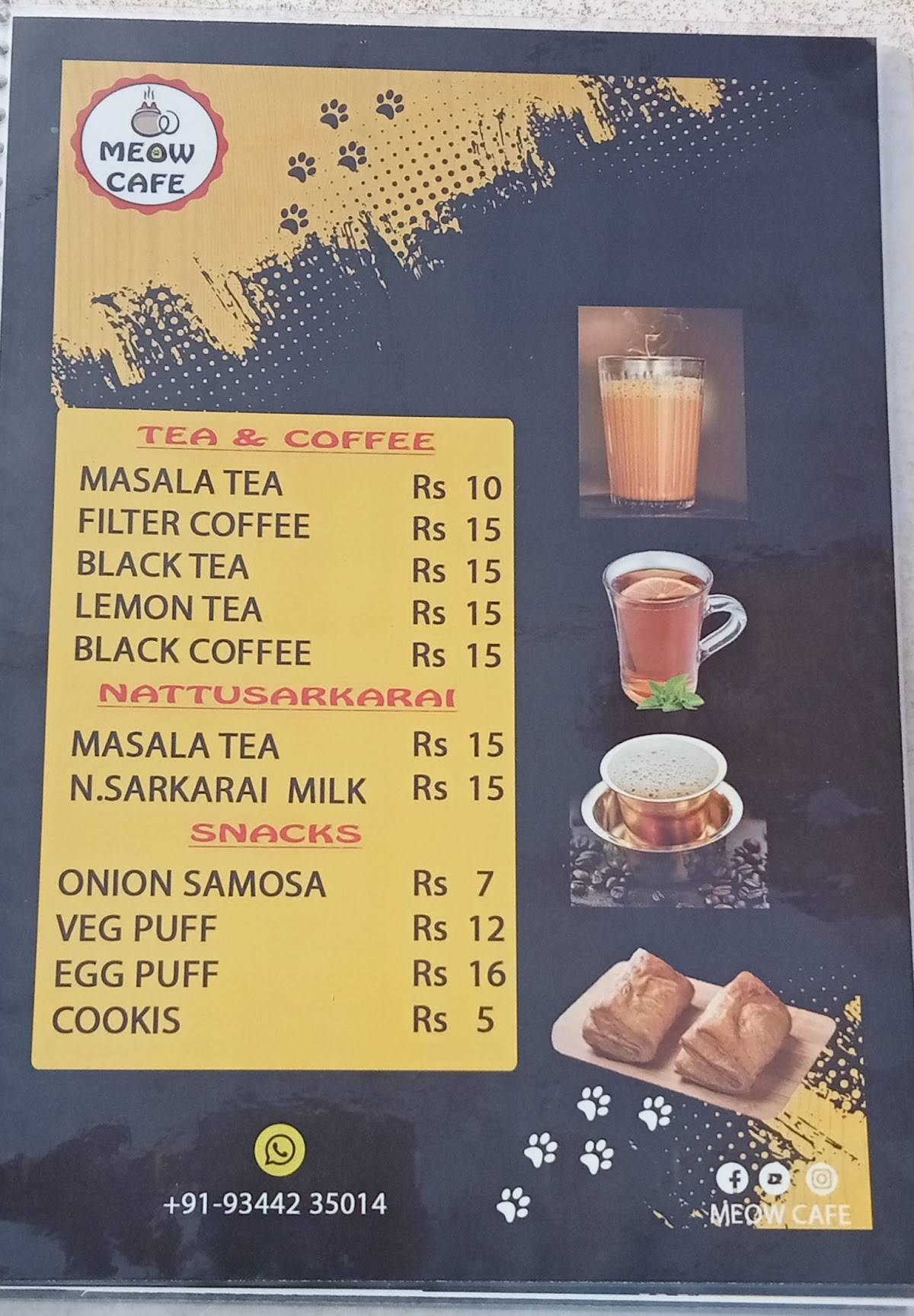 Meow Cafe menu