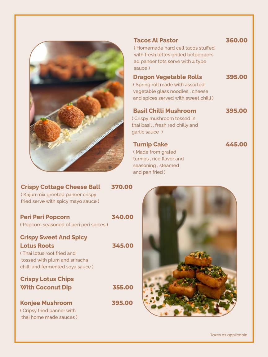 Meraki and Company menu
