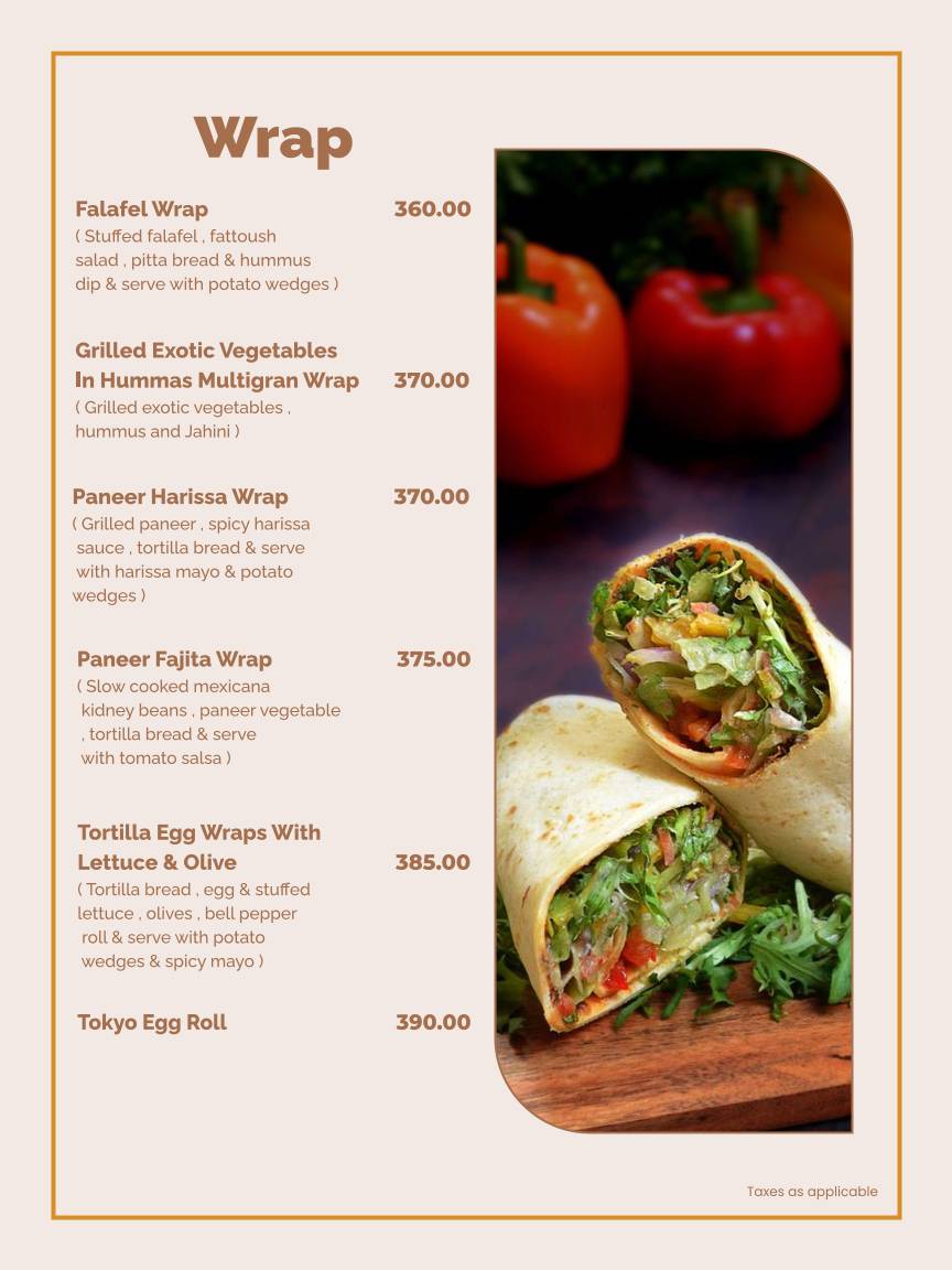 Meraki and Company menu