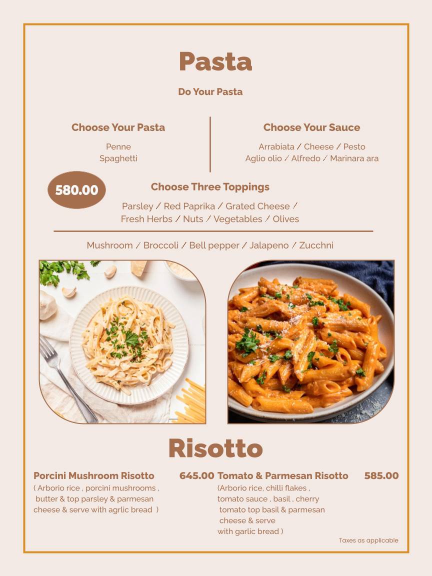 Meraki and Company menu