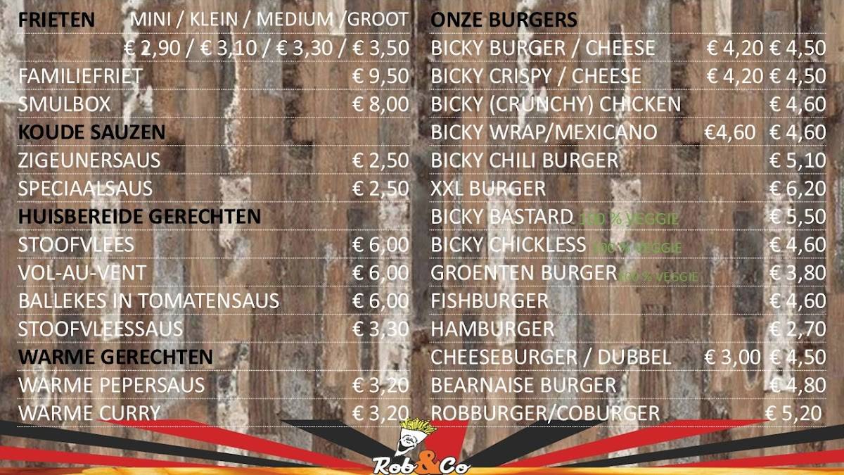 Menu de Frituur Rob & Co