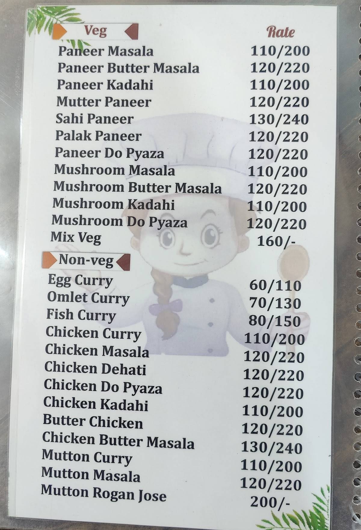 Metro Masala menu