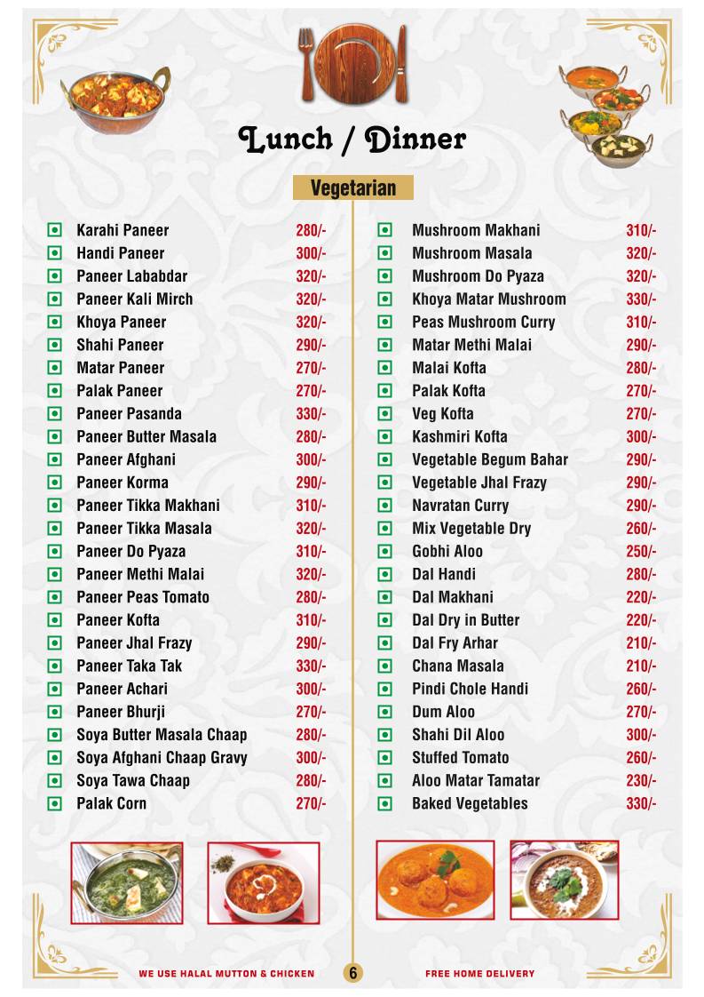 Mezbaan Restaurant menu