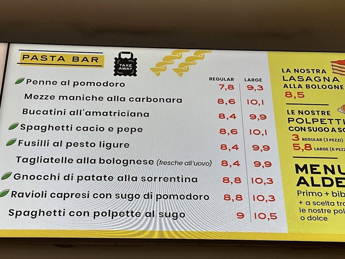 Menu di ALDENTE Pastabar - Cordusio 