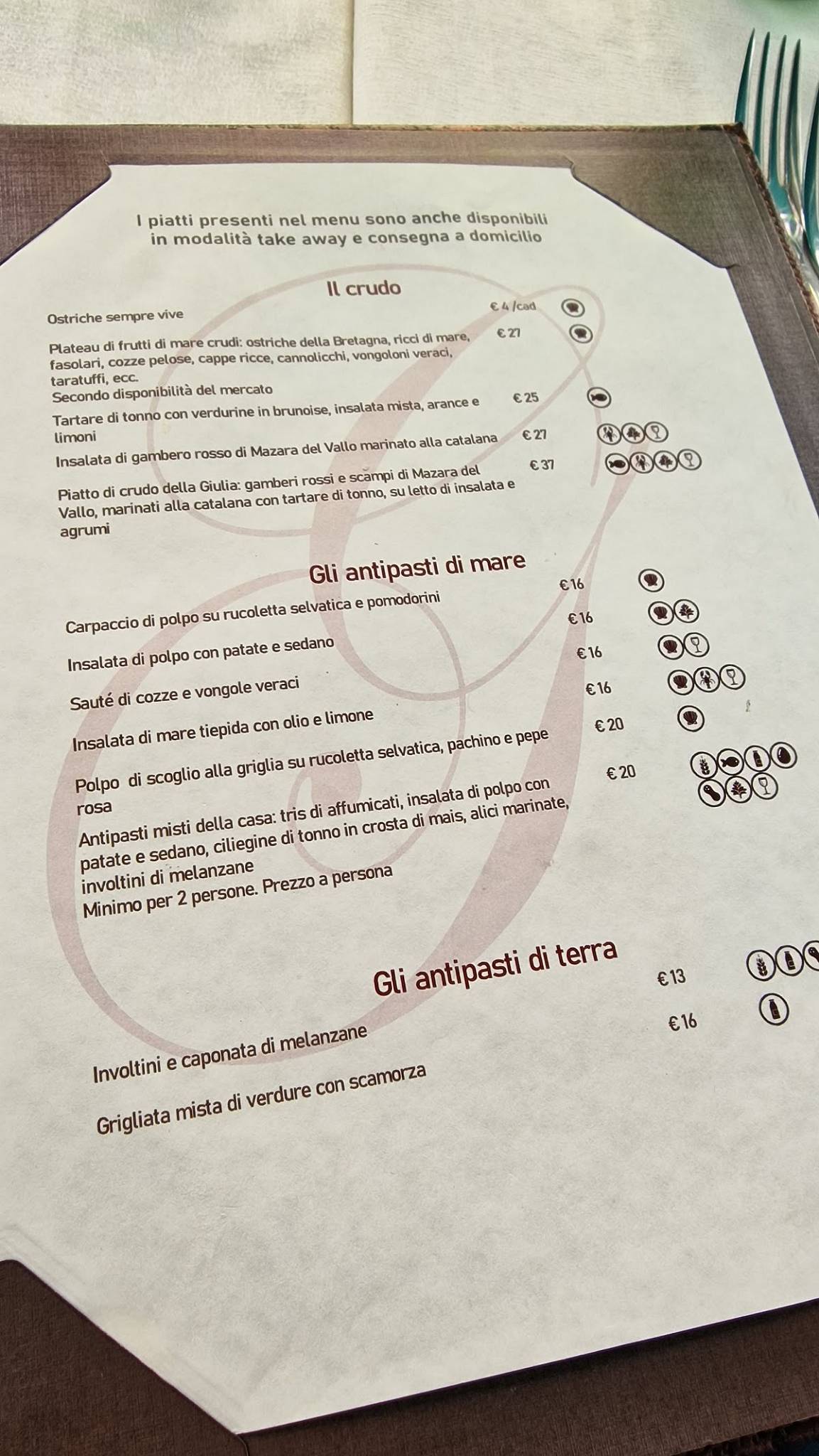 Menu di Da Giulia 