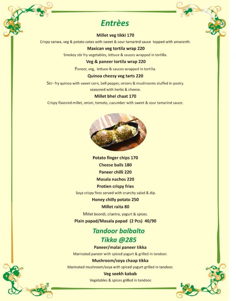 Millets of Mewar menu