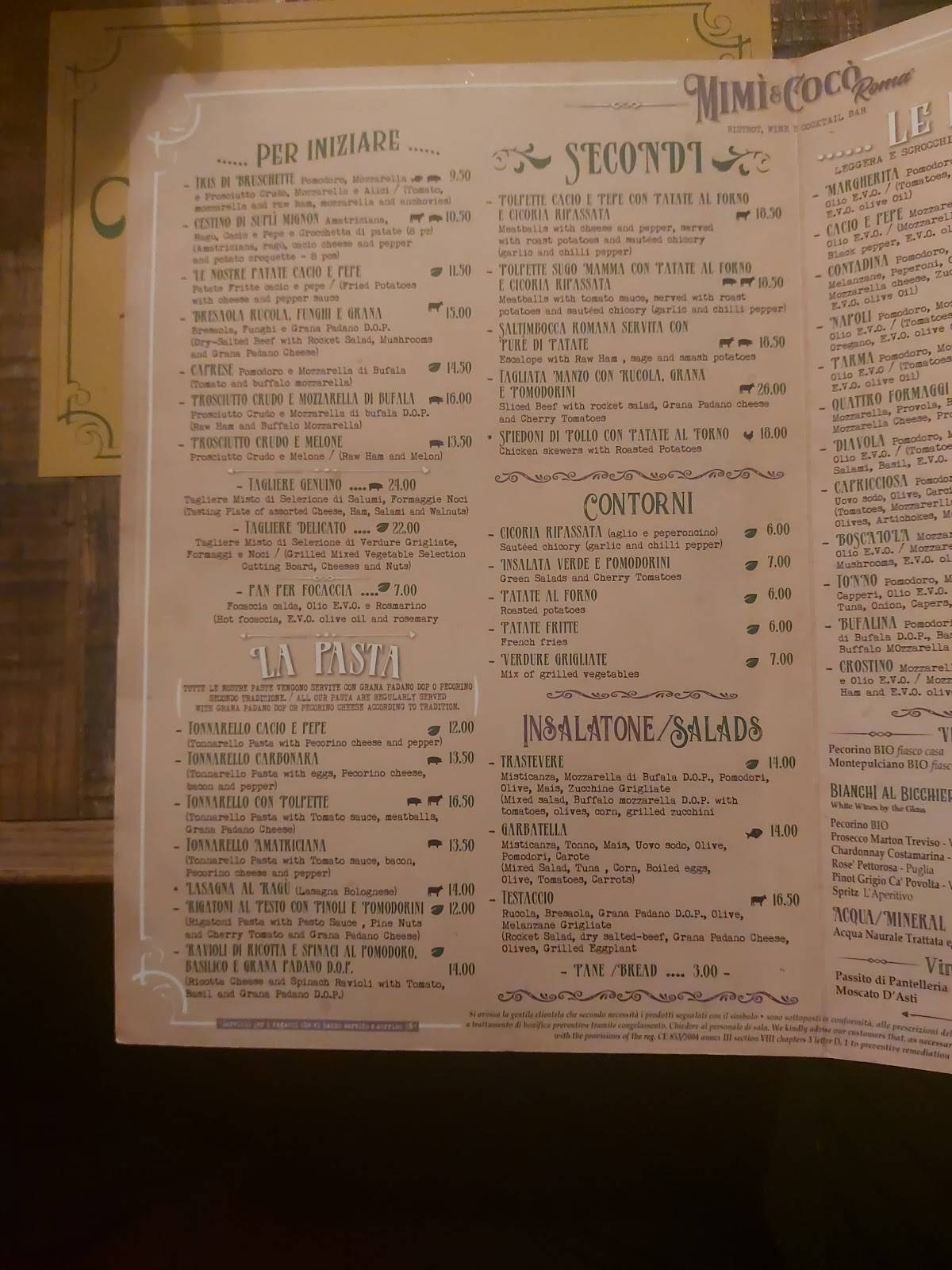 Menu di Mimì E Cocò Roma 
