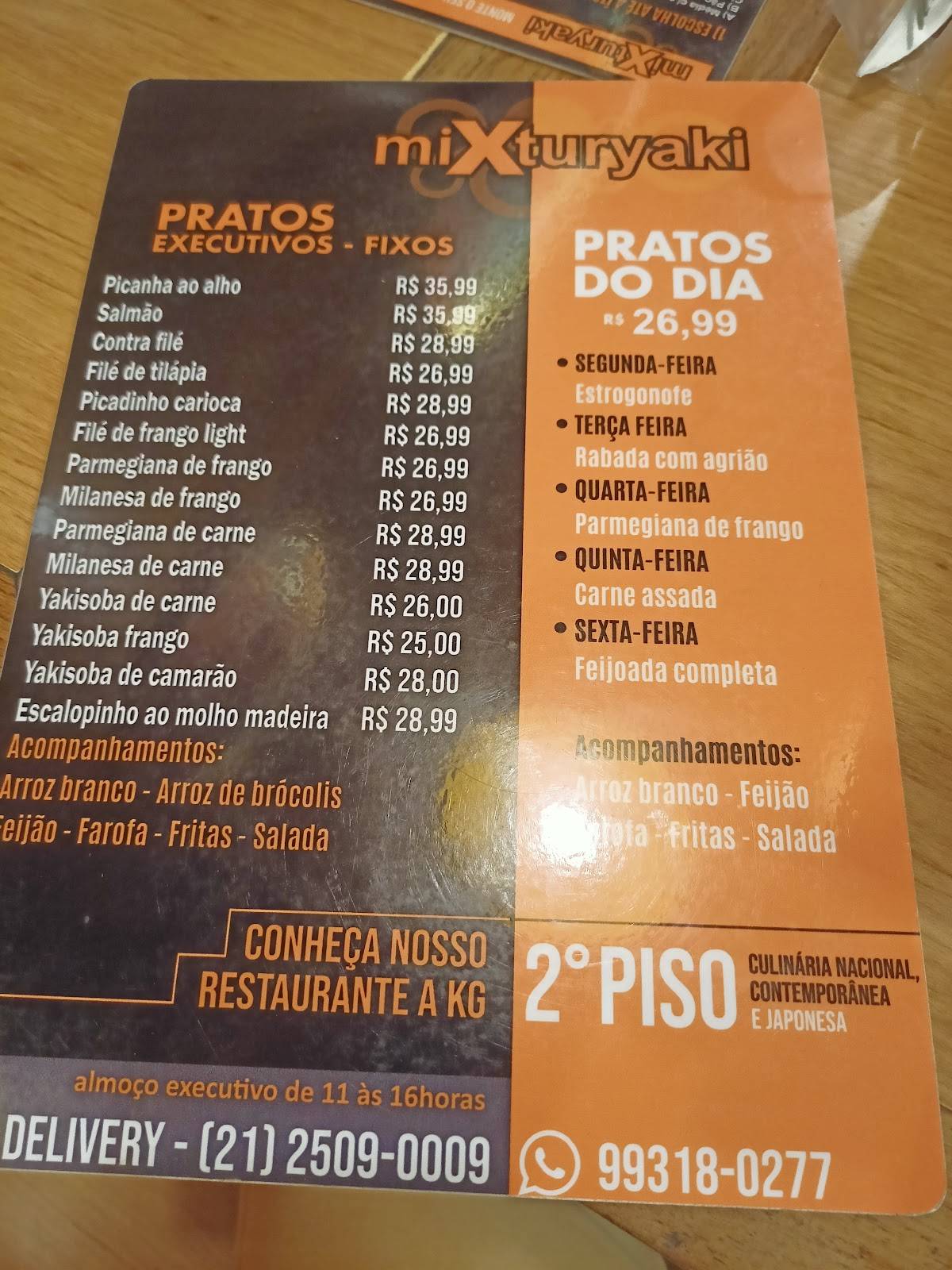Mixturyaki cardápio