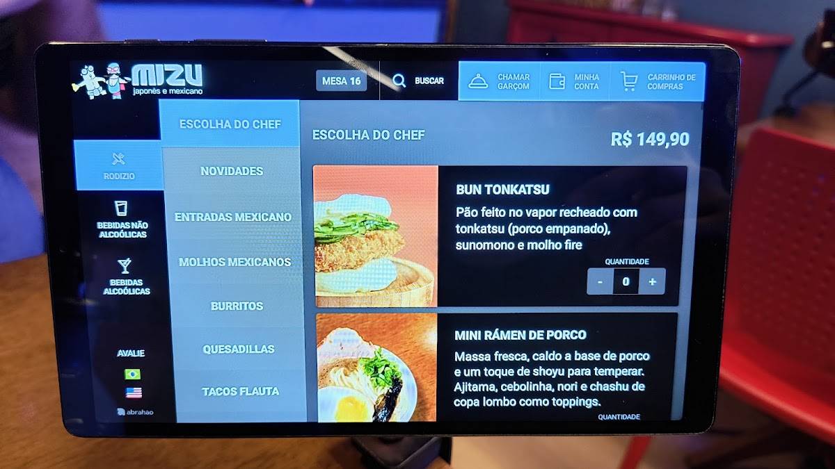 Mizu Japonês e Mexicano cardápio