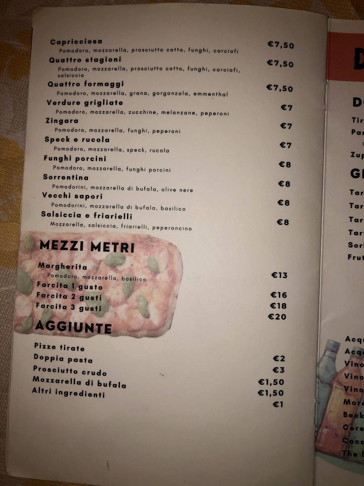 Menu di Ristotante Pizzeria La Capannina 