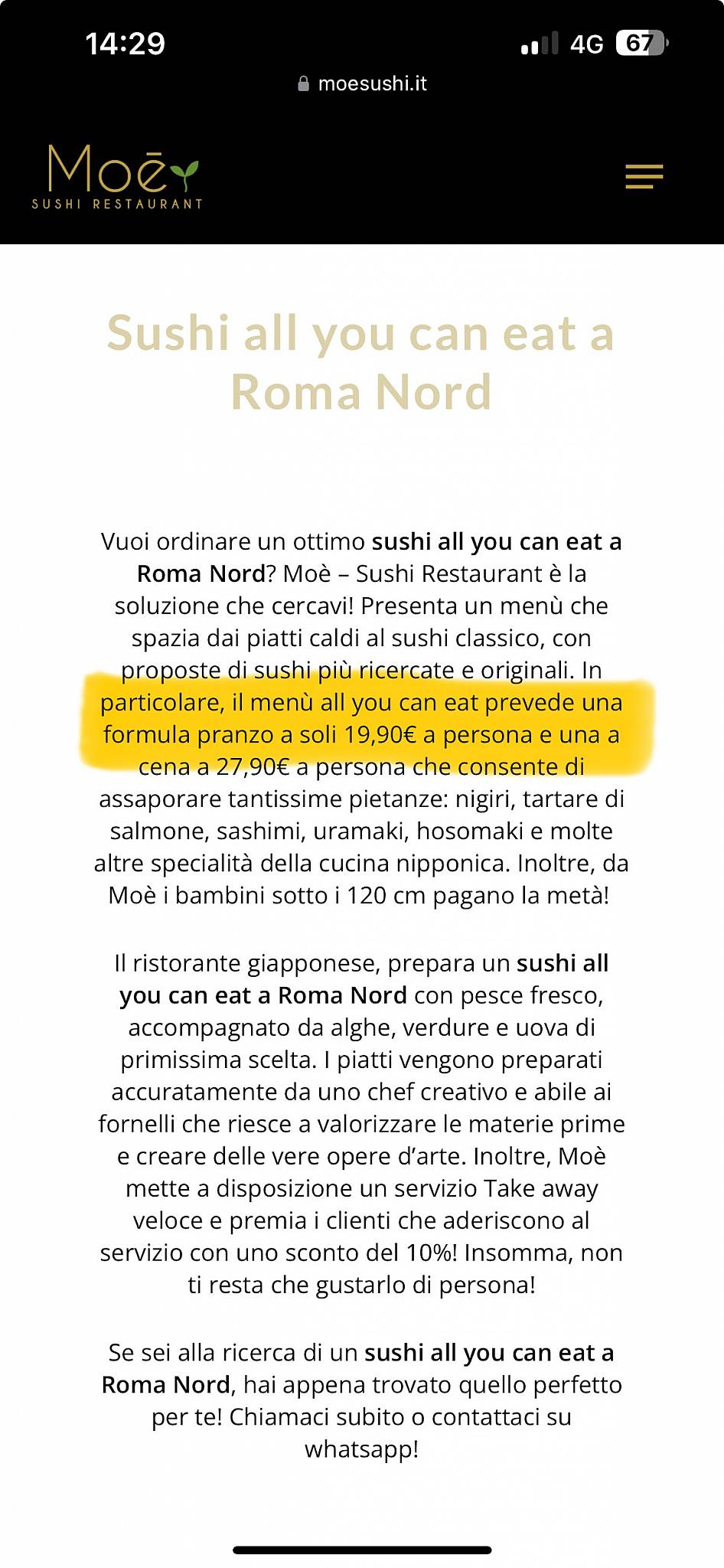 Menu di Moè - Sushi Restaurant 