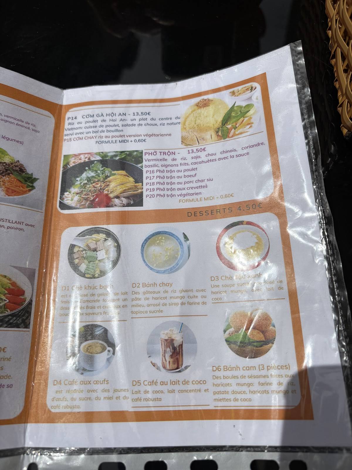 Menu de Mon P'tit Hanoi